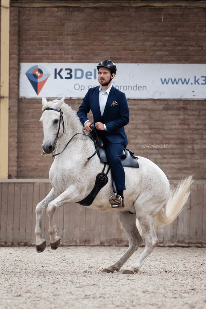 Bart Hartogsveld historische en klassieke dressuur lessen Maastricht en Limburg canter galop terre-a-terre pirouette paard Caloroso